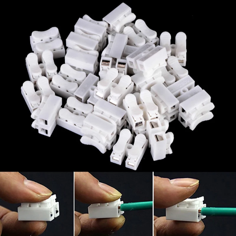 20/50 Pcs Quick Splice Lock Wire Connectors 2Pins Electrical Cable Terminal for 0.5-1.5 Wires CLH@8 | Обустройство дома