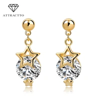 attractto 2020 newest crystal star stud earrings for women gold color statement earrings wedding jewelry pendientes ser150163