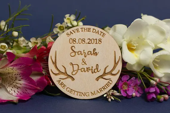 

personalize The hunt is over deer Wedding wooden Save the Date Magnets bridal shower party favors company gifts invitations