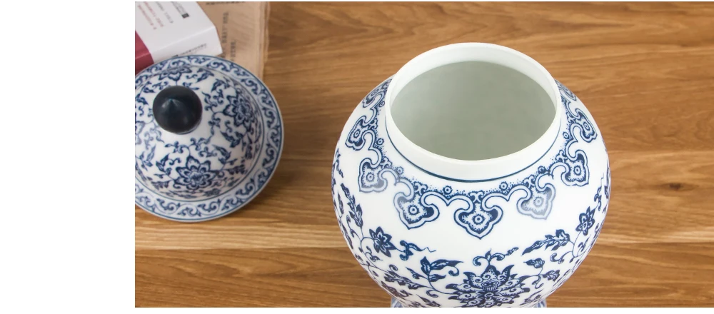 Античный Фарфор Jingdezhen синий и белый общий бак банки для чая банки для хранения