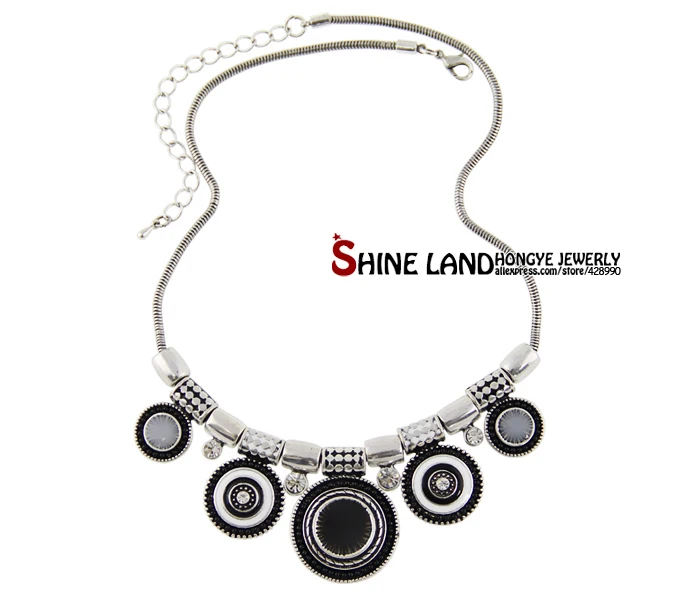black Shineland, новинка, колье, модное этническое ожерелье, винтажное, цветное, с бусинами, массивная Подвеска для женщин, ювелирное изделие, подарки - Окраска металла: black