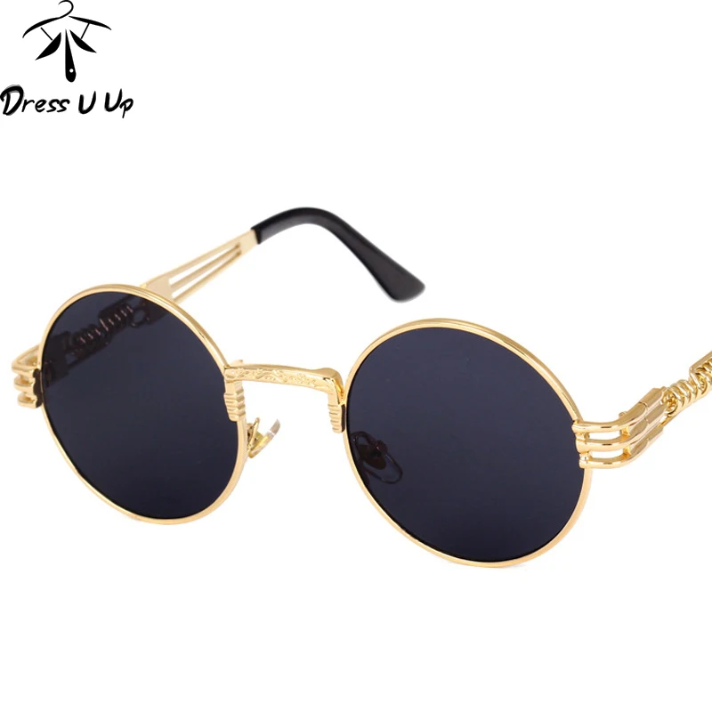 

DRESSUUP Retro Steampunk Round Sunglasses Women Men Brand Designer Vintage Male Sun Glasses Oculos De Sol Feminino Gafas