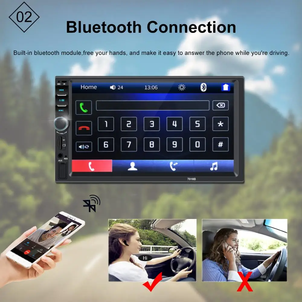 Автомобильное радио 2 din стерео 7018b 7 &quotсенсорный экран Центральный multimidia para carro aux