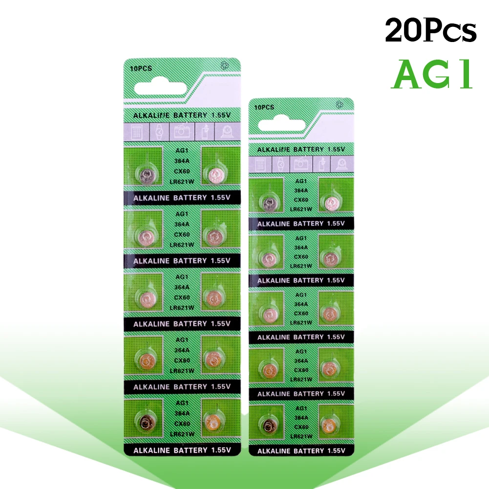 20 шт AG1 1,55 V 364 SR621SW LR621 621 LR60 CX60 щелочные батареи для монетных батарей часы Батарея