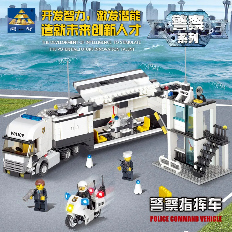 Полицейский интеллект мобильный командный автомобиль собранная игрушка