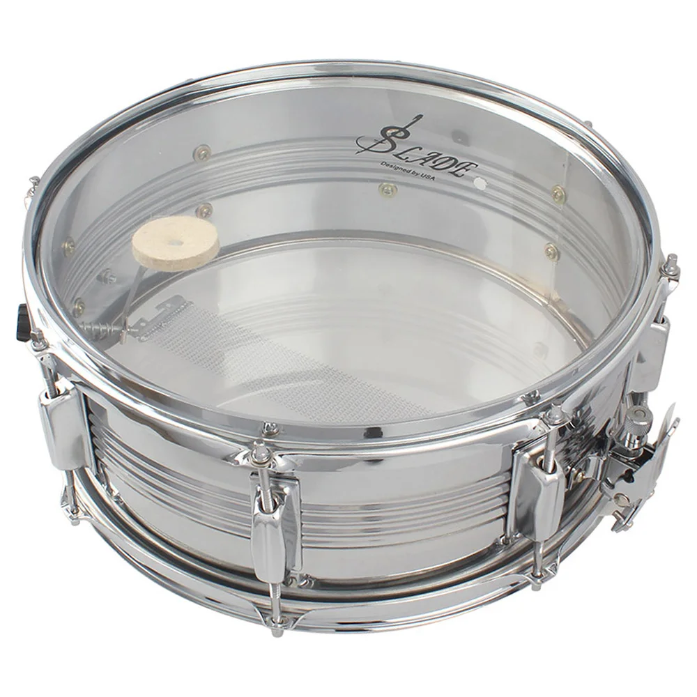 Silver SLADE 14 дюймов Snare барабан прозрачный барабан с барабанной палкой ремень гаечный ключ Коррозионностойкий анти-выцветание производительность ударный инструмент - Цвет: Silver