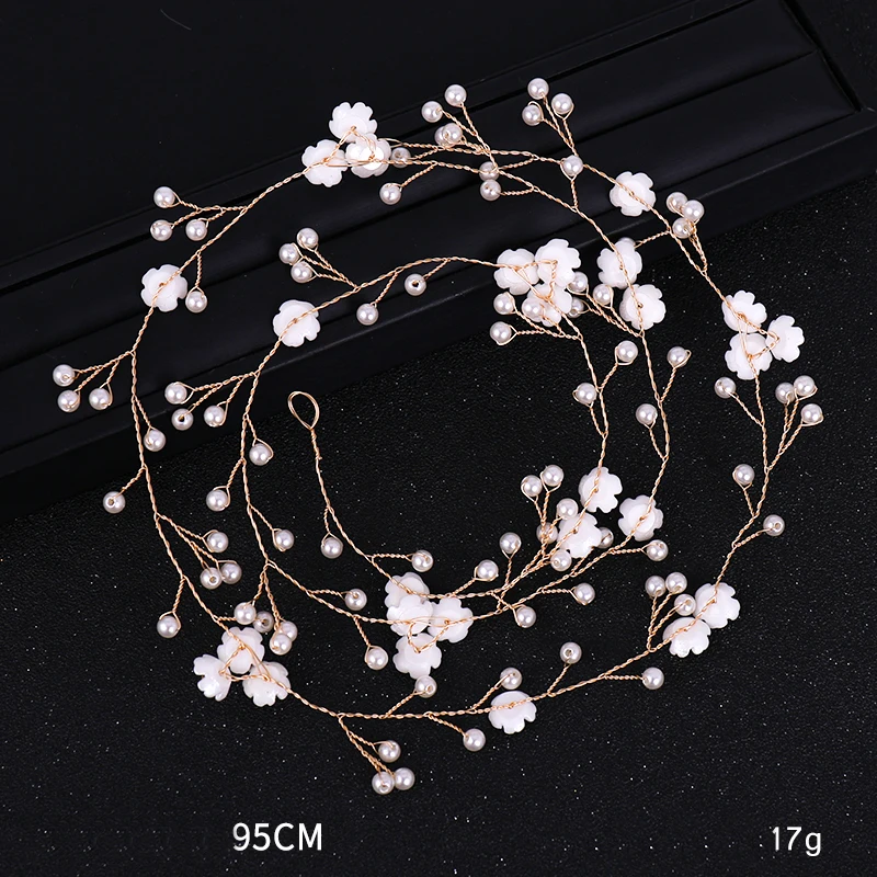 

Flower Pearl Headband Tiara For Bride 95 cm Hairband Wedding Headband Jewellery Accessories Women's Jewelryy Head Piece