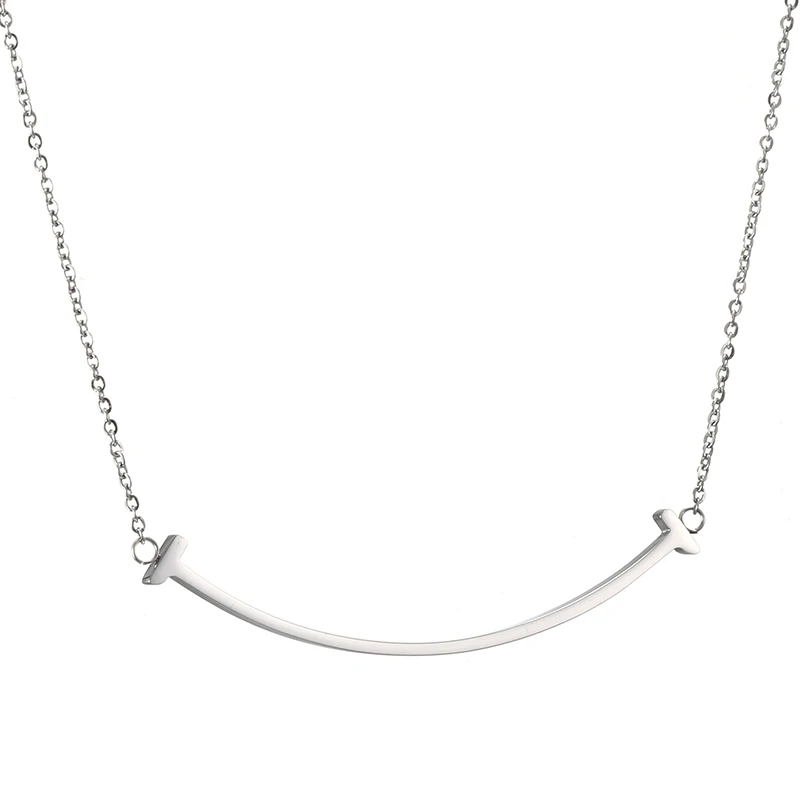 Simple Curved Arc Bar Pendants Necklaces Rose Gold Color Long Link Chain Geometric Charms Collares For Women Jewelry Gift | Украшения и