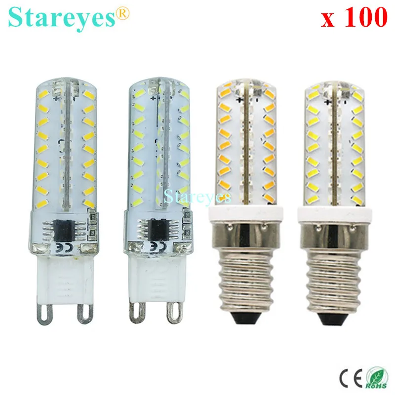 Силиконовые лампы G9 E14 SMD 3014 72 LED 7W с регулируемой яркостью 100 шт. | Лампы и освещение
