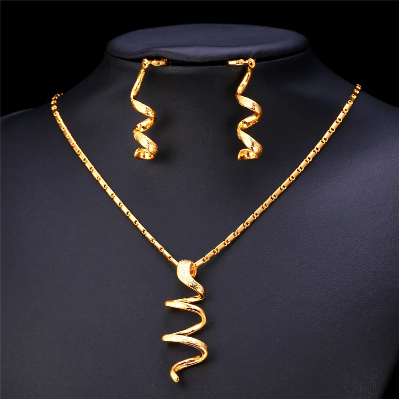 Kpop набор длинных спиральных ожерелий и серег для женщин серьги капли