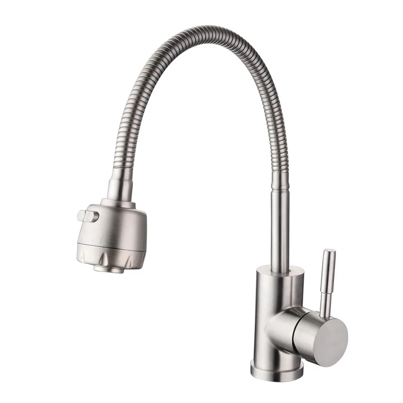 Brushed Nickel Смеситель для кухни, современный стиль, гибкий кухонный смеситель для раковины, кран с одной ручкой, 304 нержавеющая сталь, черный, для холодной и горячей воды - Цвет: Brushed Nickel