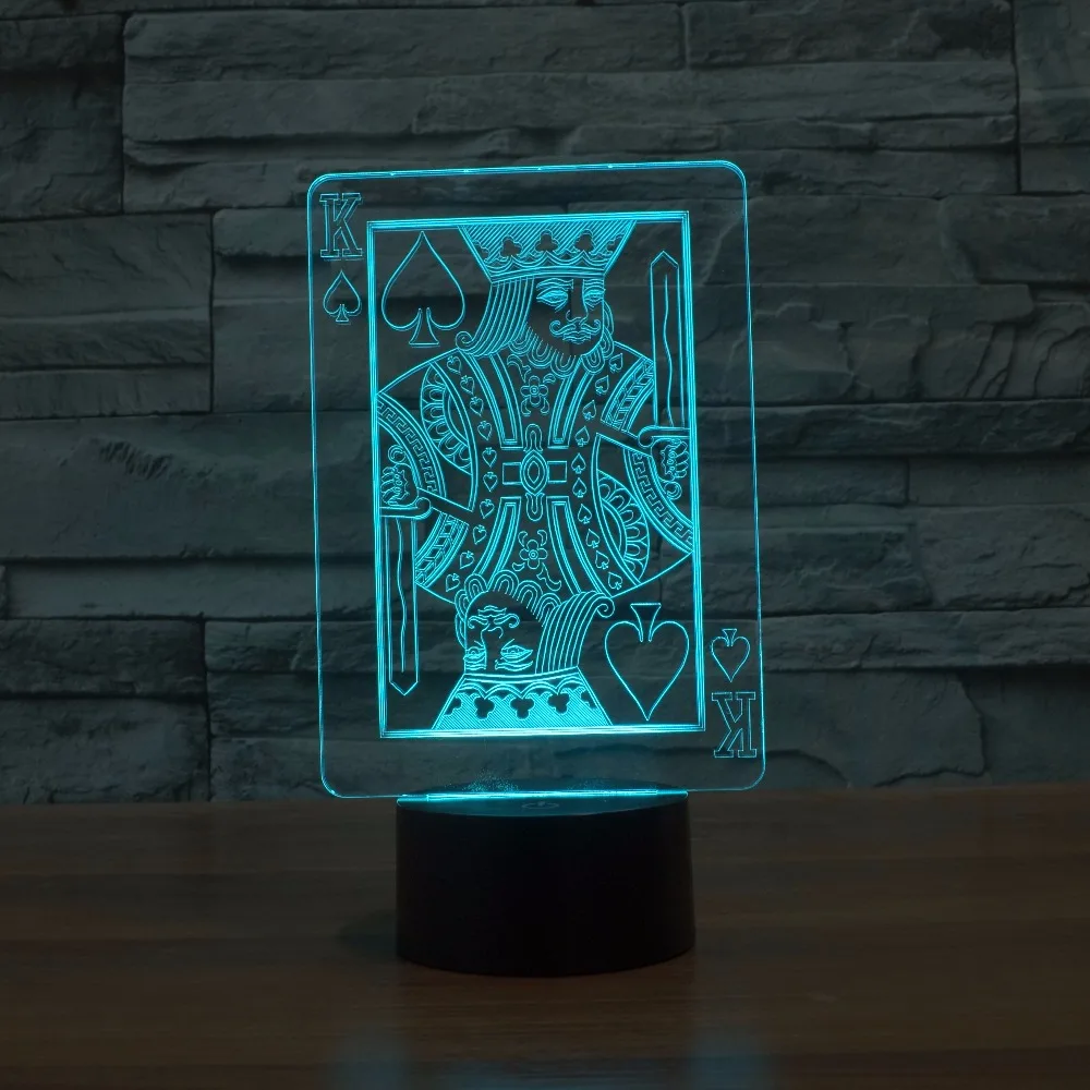 Радужные цвета покер Король 3d иллюзия лампы пасхальное украшение Falsh светодиоды