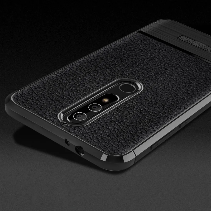 SRHE для Nokia 5 1 6 Plus чехол с текстурой личи кожа углеродное волокно мягкое