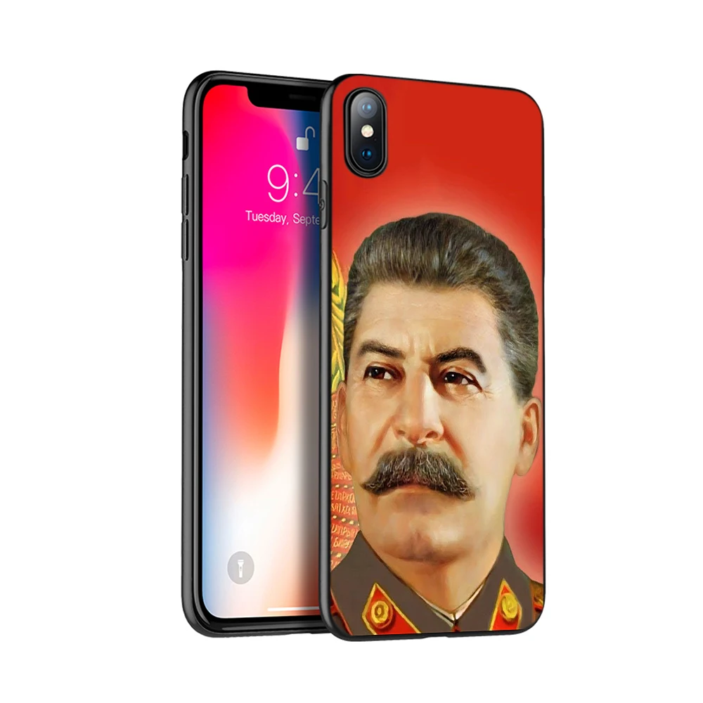 Black tpu case for iphone 5 5s SE 2020 6 6s 7 8 plus x 10 XR XS 11 pro Max case silicone cover Russian Stalin Ussr