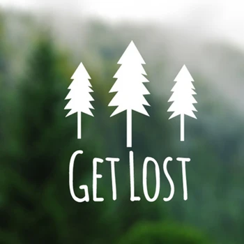Get Lost - Pine Trees Silhouette Vinyl Decal Sticker Computers Laptops Wallpapers Adventure Nature Car Decals Vinyl Stickers