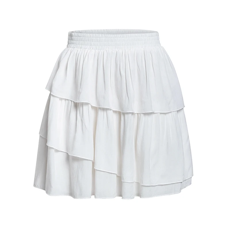 NLW летние однотонные Мини женские юбки белая юбка с оборками Повседневная