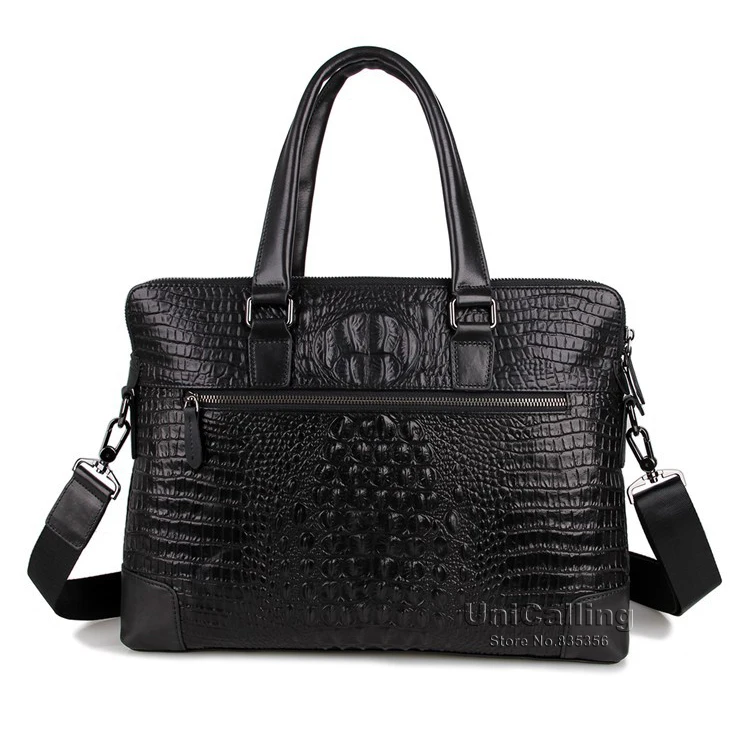 UniCalling трендовая Мужская сумка из натуральной крокодиловой кожи мужской кожаный