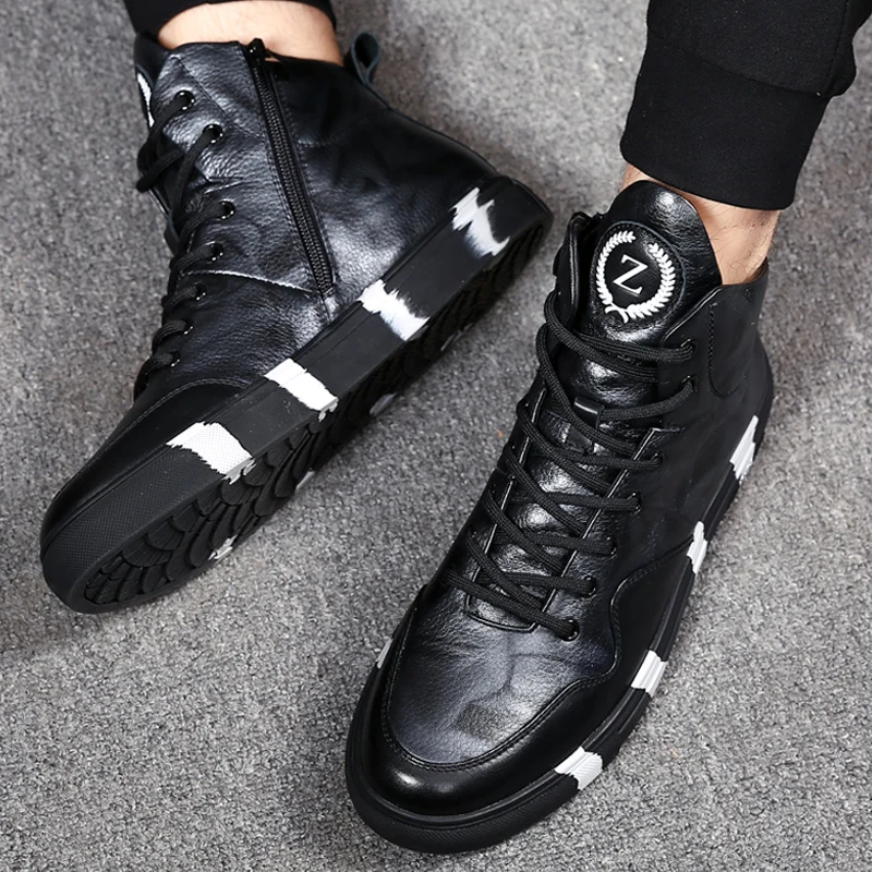 Новинка 2018 года Брендовая обувь наивысшего качества мужские теплые кожаные