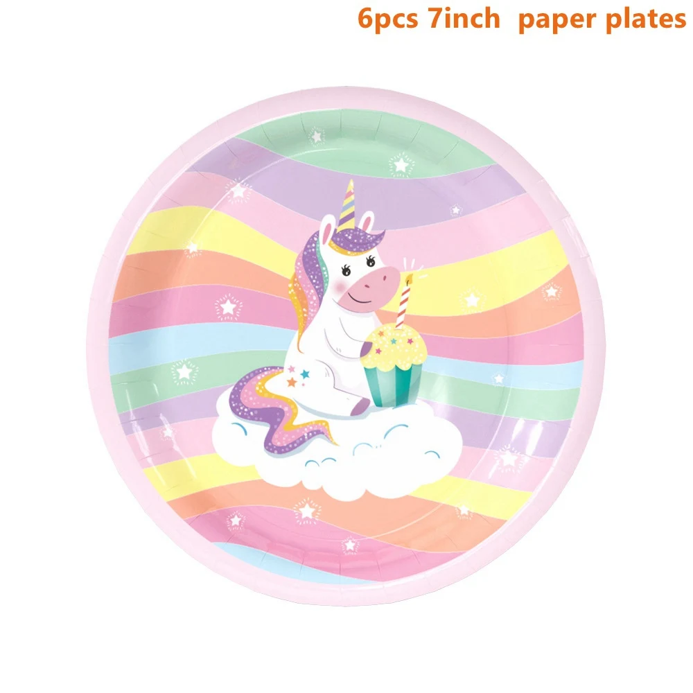 Rainbow Style 2 Taoup розовый день рождения Единорог рога шапки Единорог набор посуды салфетки торт Топпер баннеры Единорог вечерние украшения Babyshower девушка - Цвет: Rainbow Style 2