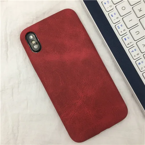 red UBERAY, Роскошный чехол для iphone 7, чехол для iphone X, кожаный чехол, мягкий ТПУ, капа, красный, черный, простая деловая пленка для iphone 6, 6s X - Цвет: red