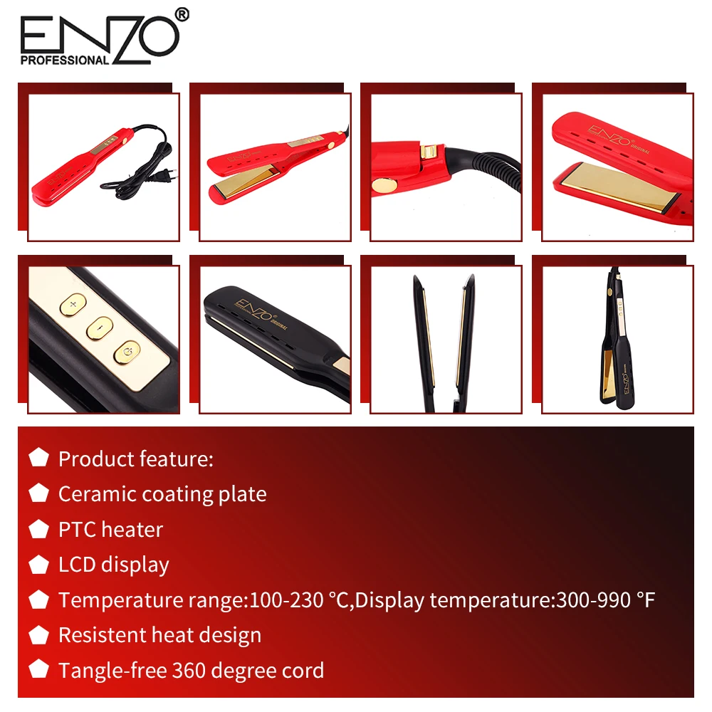 ENZO Salon lcd дисплей выпрямитель для волос chapinha ПРОФЕССИОНАЛЬНЫЙ керамический плоский утюг выпрямитель отрицательных ионов