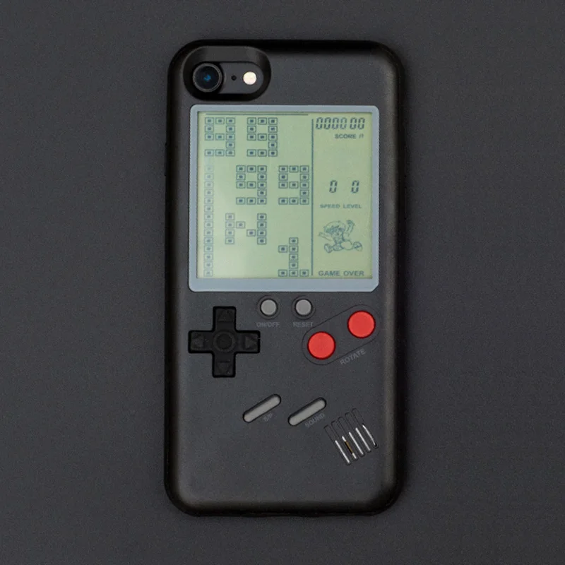 Ninetendo Gameboy Tetris чехол для iPhone X 7 8 Plus Ретро игровая консоль чехол для iPhone 6 6 S плюс подарок плотный чехол - Цвет: Black