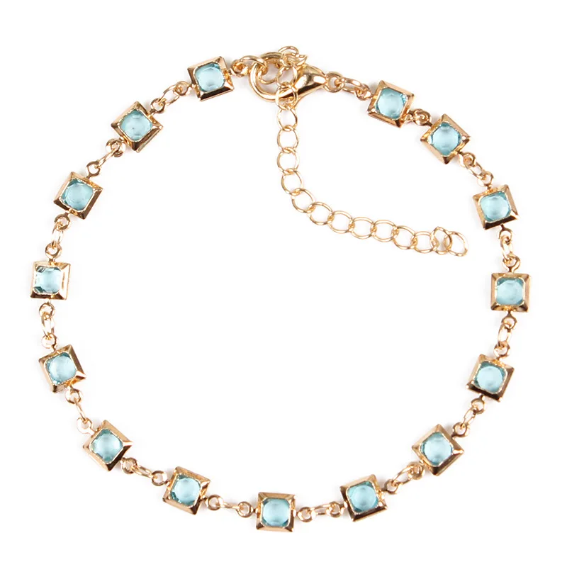 

New Fashion Geometric Crystal Anklets Summer Beach Exquisite Adjustable Gold Silver Foot Chain Anklet Bracelet for Women Jewelry