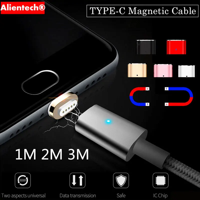 1 м 2 3 Магнитный Плетеный светодиодный usb type C Быстрая зарядка и синхронизация