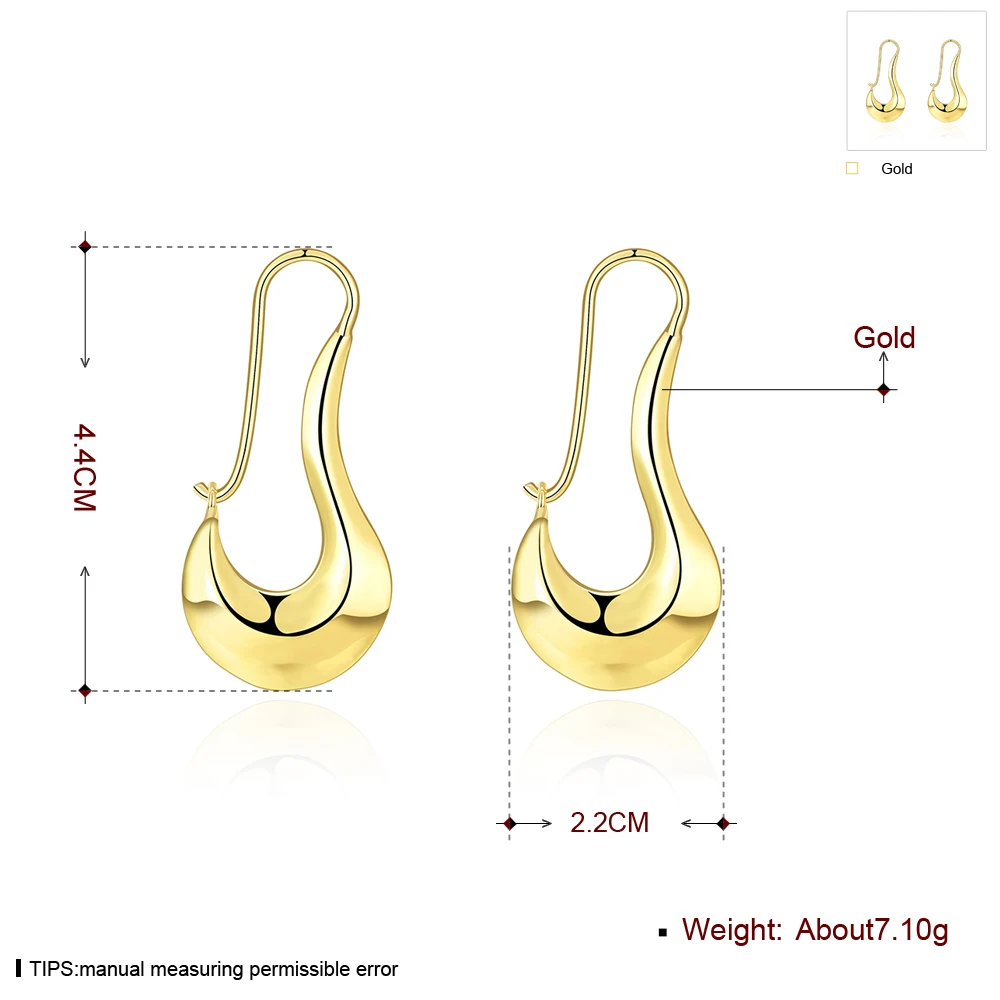 Золото Цвет 44 мм x 22 модные Queen Jewelry aros Крутить Обруч Серьги Кольца