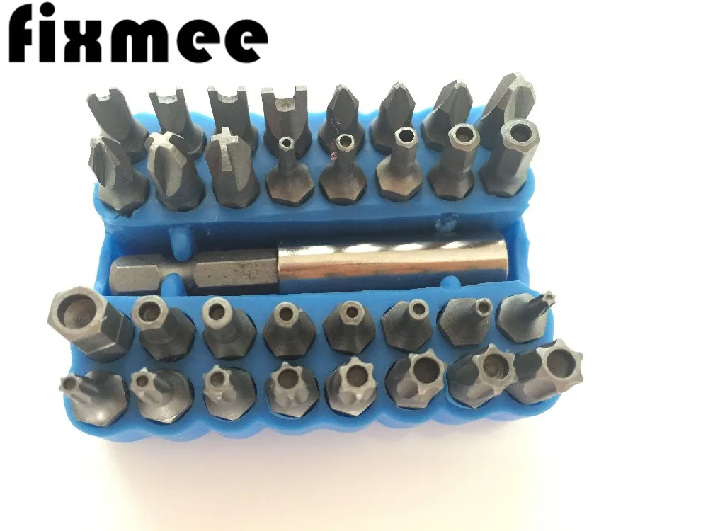 Комплект бит безопасности Fixmee 33 шт. с держателем для дрели звездообразный