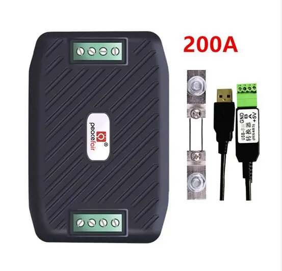 300 В постоянного тока 300A вольтметр RS485 Modbus Напряжение детектор ток Мощность счетчик энергии ваттметр Ampermeter с 50A к 300A шунта