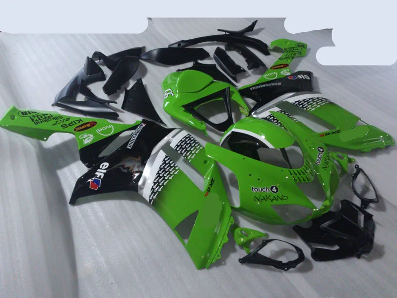 Комплект обтекателей для мотоцикла KAWASAKI Ninja ZX6R 636 07 08 ZX 6R 2007 2008 ABS зеленый и черный
