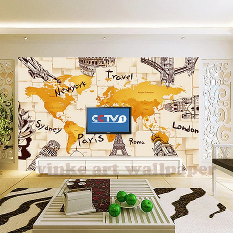 Пользовательские Настенные обои оригинальность карта мира покрытие стен