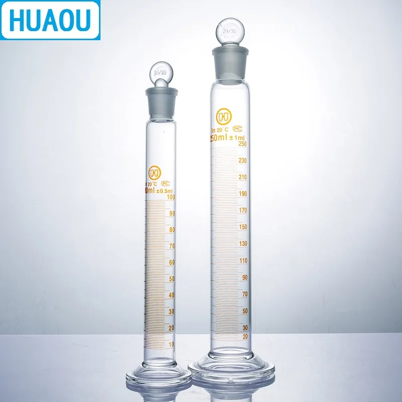 HUAOU 250 мл измерительный цилиндр со стеклянной пробкой для заземления