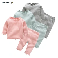 top and top autumn winter toddler girls clothes set cotton 2pcs tshirttrousers baby girls tracksuit casual suit sleepwear