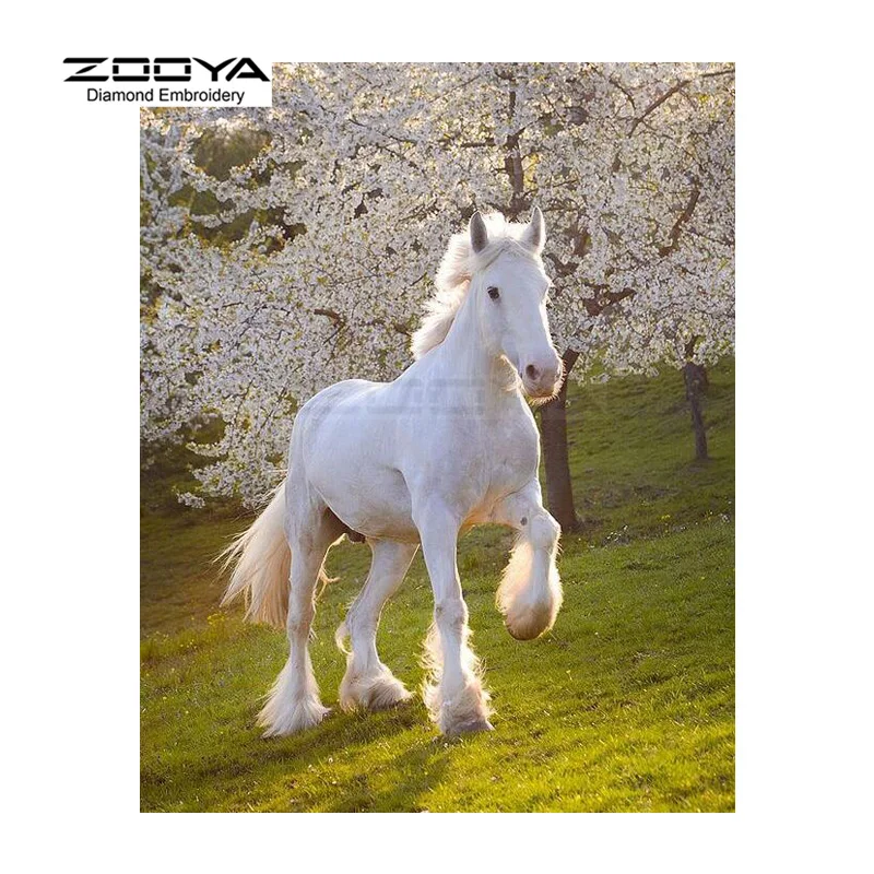 Алмазная вышивка ZOOYA 5D алмазная живопись сделай сам лошади и вишневый цветок