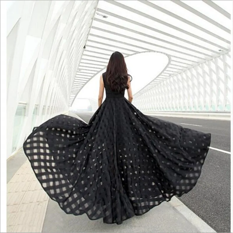 Новое Женское летнее платье элегантное винтажное черное белое из органзы без
