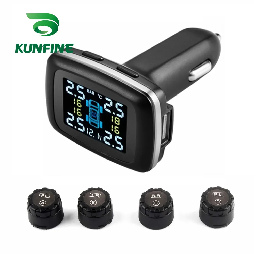 External TPMS Умный автомобиль TPMS система контроля давления в шинах прикуриватель цифровой ЖК-дисплей автоматическая система охранной сигнализации давление в шинах - Тип: External TPMS