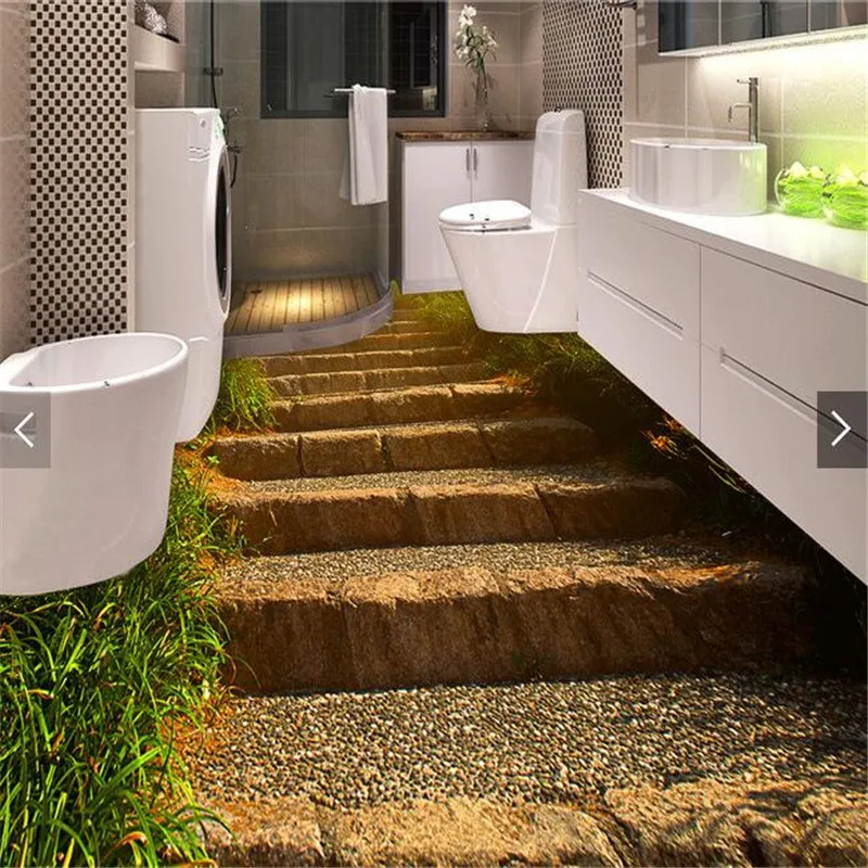 

beibehang custom 3D flooring wallpaper retro stone steps sun bathroom PVC wallpaper self-adhesive floor decoration painting