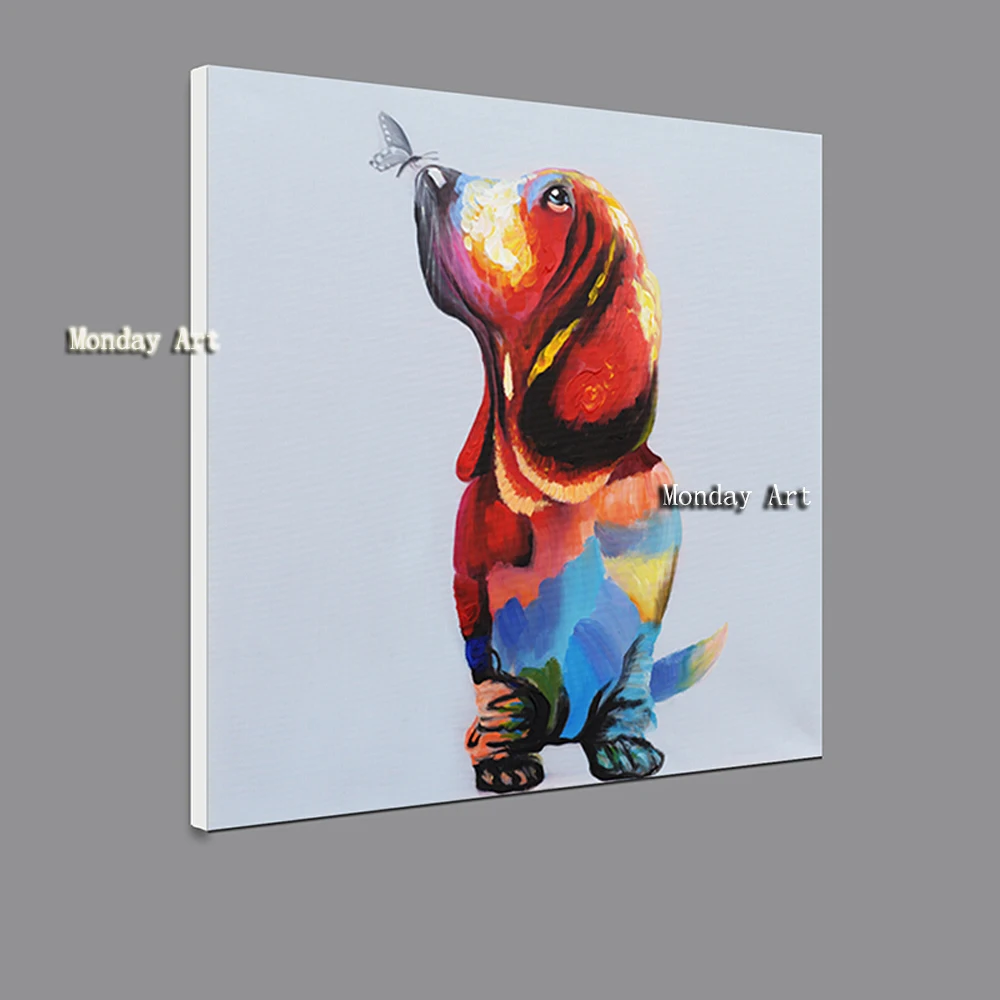 Картина маслом на холсте с изображением собаки без рамки | Дом и сад