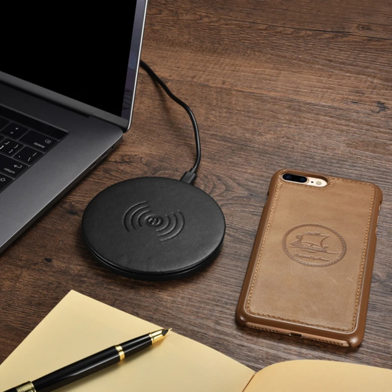 Wireless Charger for IPhone X Leather Fast Phone Samsung S8 S9 Plus Note 8 Power Bank | Мобильные телефоны и аксессуары