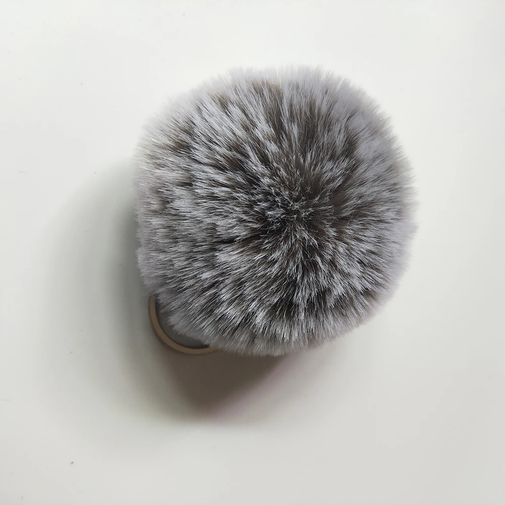 Gray White 27 цветов, пушистый мех, помпон, брелки, мягкий искусственный мех кролика Рекс, шар, автомобильный брелок, помпон, брелки для ключей, женская сумка, подвеска, ювелирное изделие, сделай сам - Цвет: Gray White