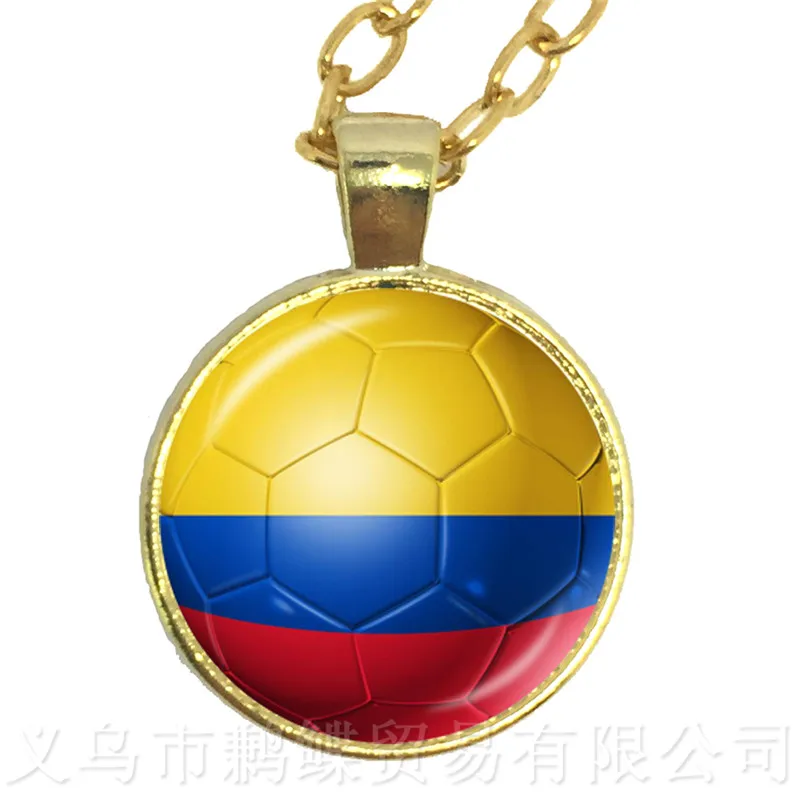Columbia France Costa Rica England Iran Spain Uruguay TunisiaSoccer Souvenirs Glass Dome Pendant Necklace For 2018 Football CUP | Украшения