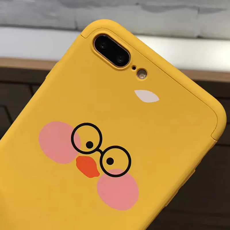 UVR Мультфильм Желтая утка 3 в 1 360 полной защиты чехол Coque Carcasa для iPhone 6 S 7 8 плюс