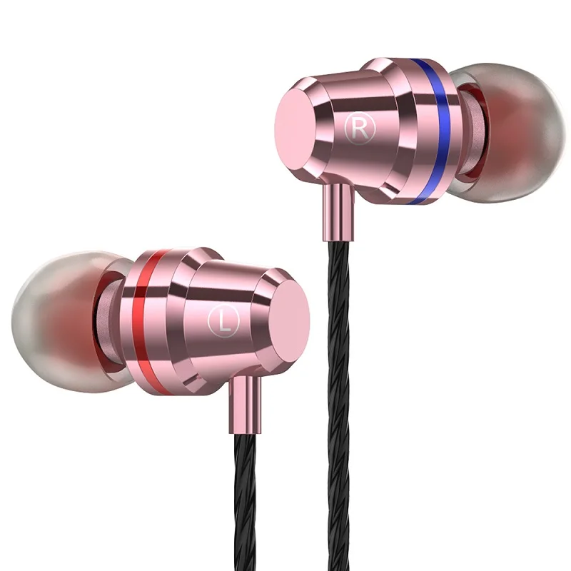 Металлические наушники PTM Bass гарнитура usb type C наушники с микрофоном для мобильных телефонов Xiaomi huawei PC Gaming - Цвет: Pink