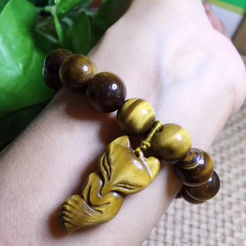Оптовая продажа желтый тигровый глаз браслет из натурального камня jourssnow круглые