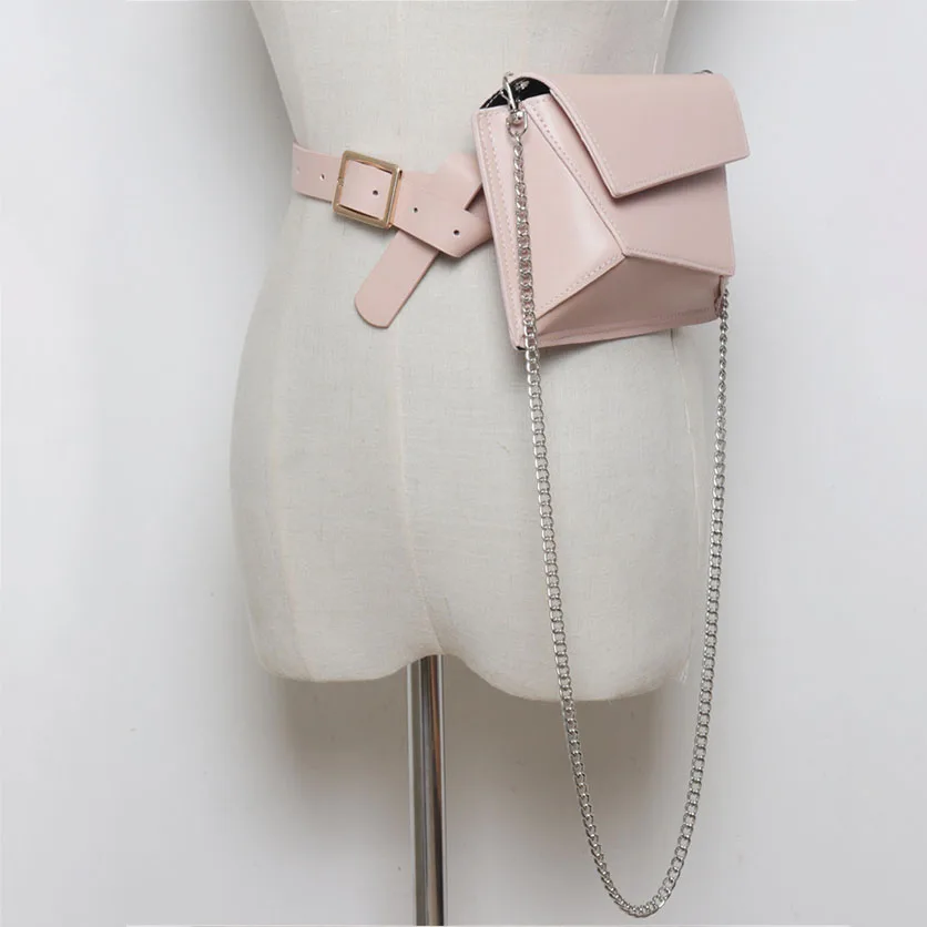 Women Colorful Pattern Waist pack Chain Belt High Quality PU Leather Coin Purse Patchwork Crossbody Bag | Аксессуары для одежды