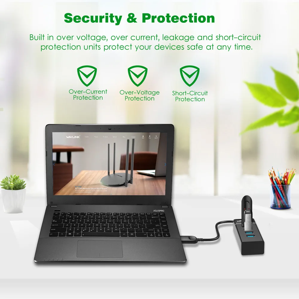 Wavlink высокоскоростной концентратор USB3.0 4 порта сплиттер 5 Гбит/с кабель адаптер