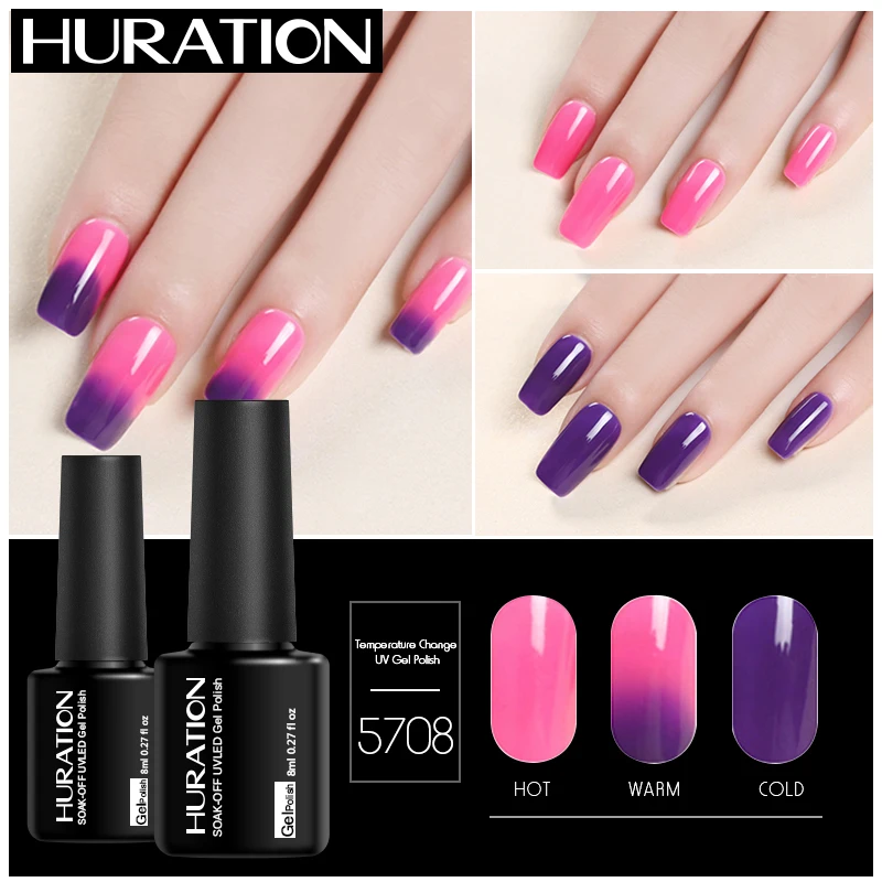 Термальный Гель-лак Huration 29 цветов сменный УФ-светодиодный для ногтей меняющий
