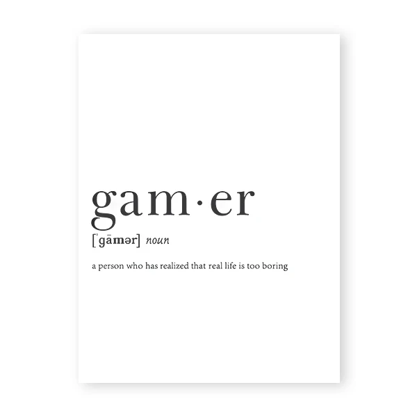Gamer Definition Картина на холсте настенные картинки смешные рисунки Юмористические